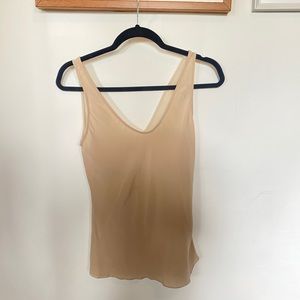 Aritzia Two tone nude silk camisole tank
